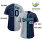 Custom Gray Navy Two Tone Striped Fashion Authentic Baseball Jersey Limited
