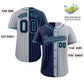 Custom Navy Gray Two Tone Striped Fashion Authentic Baseball Jersey Limited