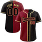 Custom Crimson Black Two Tone Striped Fashion Authentic Baseball Jersey