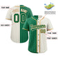 Custom Kelly Green Cream Two Tone Striped Fashion Authentic Baseball Jersey Limited