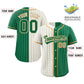 Custom Cream Kelly Green Two Tone Striped Fashion Authentic Baseball Jersey Limited