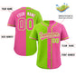 Custom Neon Green Pink Stripe-Solid Combo Fashion Authentic Baseball Jersey Limited