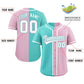 Custom Aqua Light Pink Stripe-Solid Combo Fashion Authentic Baseball Jersey Limited