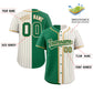 Custom Kelly Green Cream Stripe-Solid Combo Fashion Authentic Baseball Jersey Limited