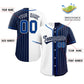 Custom White Navy Stripe-Solid Combo Fashion Authentic Baseball Jersey Limited