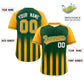 Custom Green Yellow Raglan Sleeves Gradient Thick Stripe Authentic Baseball Jersey Limited