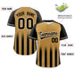 Custom Old Gold Black Raglan Sleeves Gradient Thick Stripe Authentic Baseball Jersey Limited