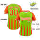 Custom Neon Green Orange Raglan Sleeves Gradient Thick Stripe Authentic Baseball Jersey Limited