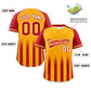 Custom Yellow Red Raglan Sleeves Gradient Thick Stripe Authentic Baseball Jersey Limited