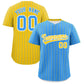 Custom Powder Blue Gold Pinstripe Personalized Two-Tone Authentic Baseball Jersey
