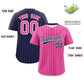Custom Pink Navy Pinstripe Personalized Two-Tone Authentic Baseball Jersey Limited