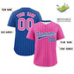 Custom Pink Royal Pinstripe Personalized Two-Tone Authentic Baseball Jersey Limited
