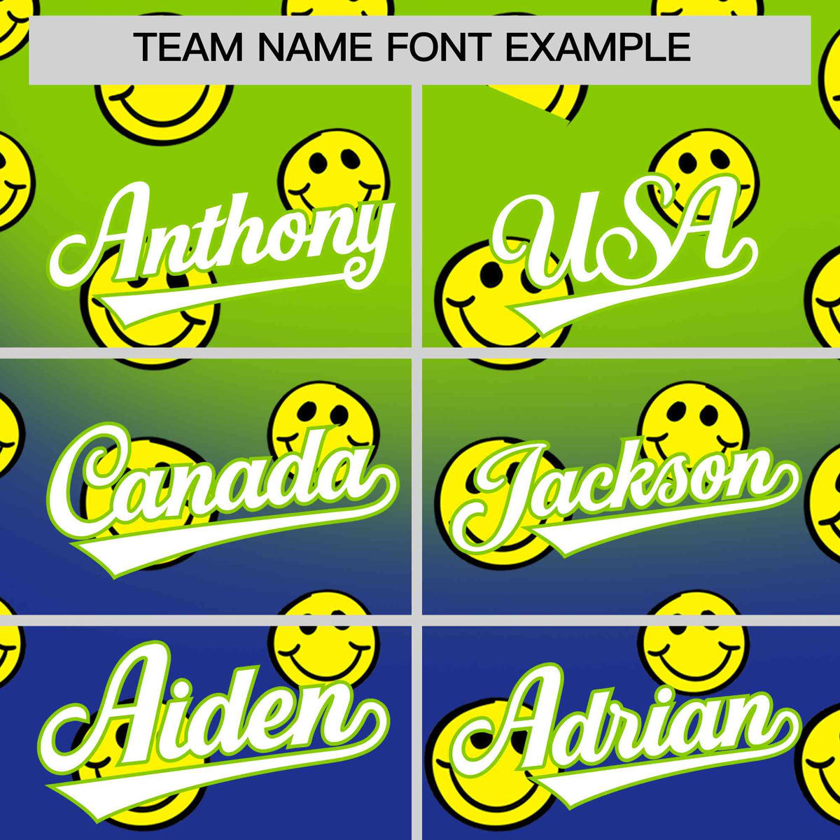 Custom Neon Green Royal Graffiti Gradient Pattern Authentic Smile Baseball Jersey Limited