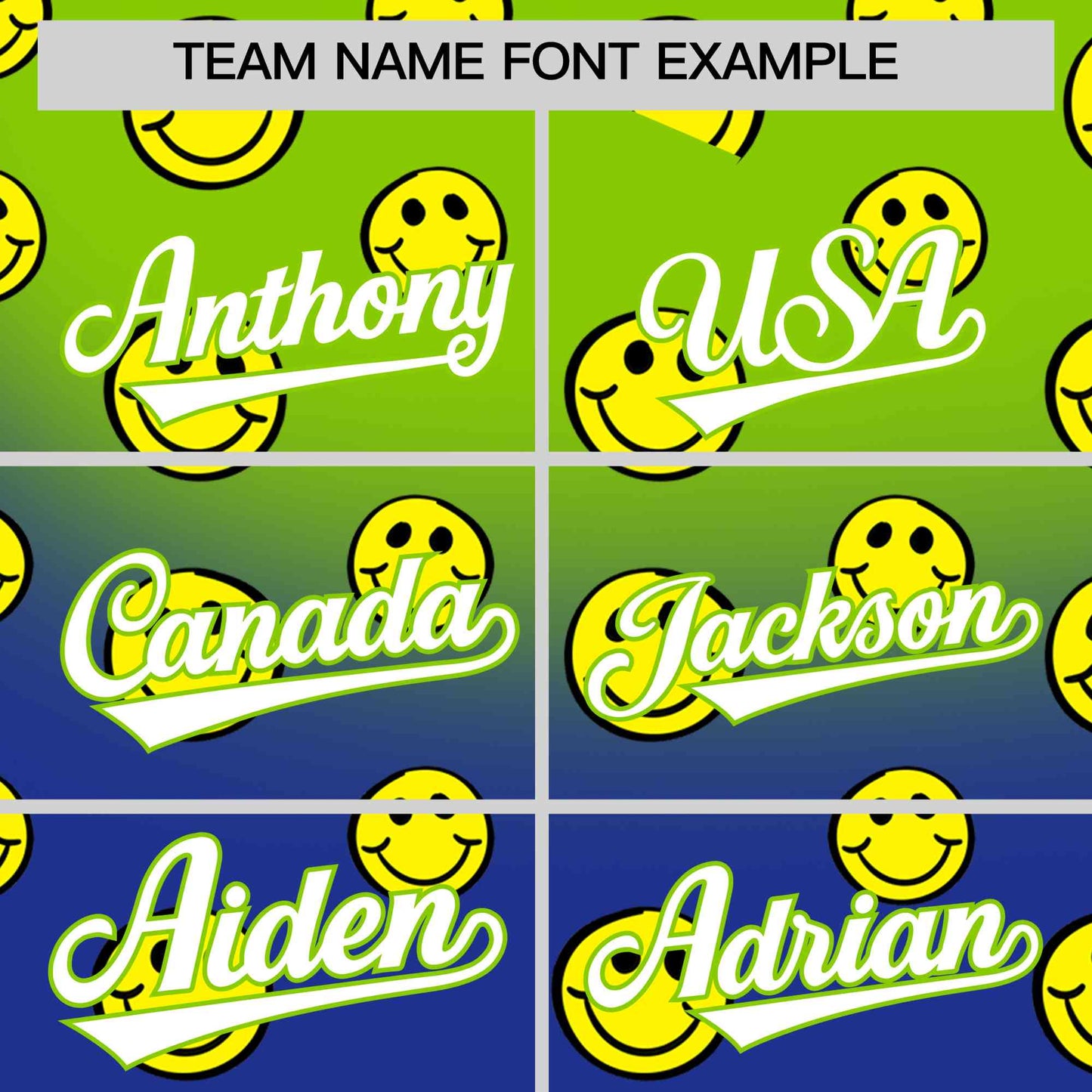 Custom Neon Green Royal Graffiti Gradient Pattern Authentic Smile Baseball Jersey Limited