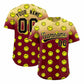 Custom Khaki Crimson Graffiti Gradient Pattern Authentic Smile Baseball Jersey