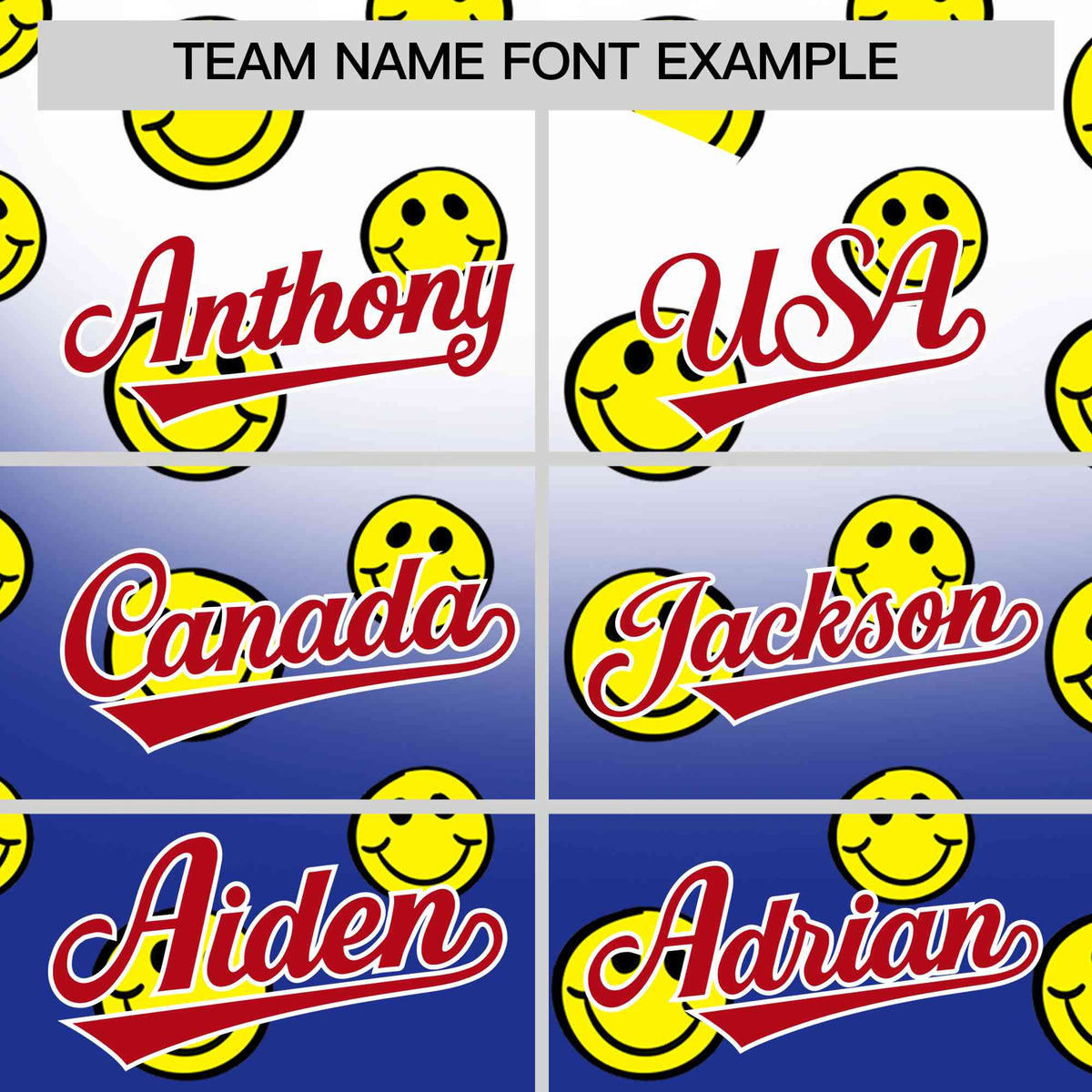 Custom White Royal Graffiti Gradient Pattern Authentic Smile Baseball Jersey Limited