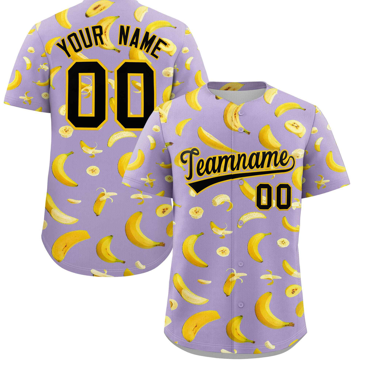 Custom Light Purple Banana Graffiti Pattern Fashion Authentic Baseball Jersey