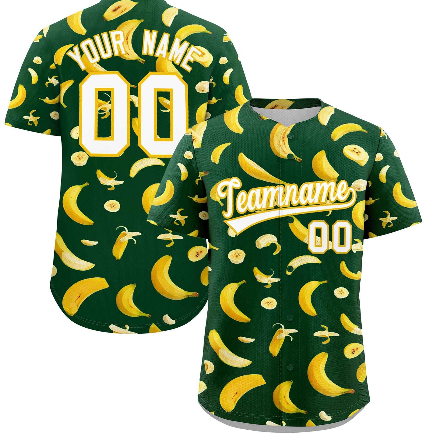 Custom Green Banana Graffiti Pattern Fashion Authentic Baseball Jersey