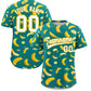 Custom Teal Banana Graffiti Pattern Fashion Authentic Baseball Jersey