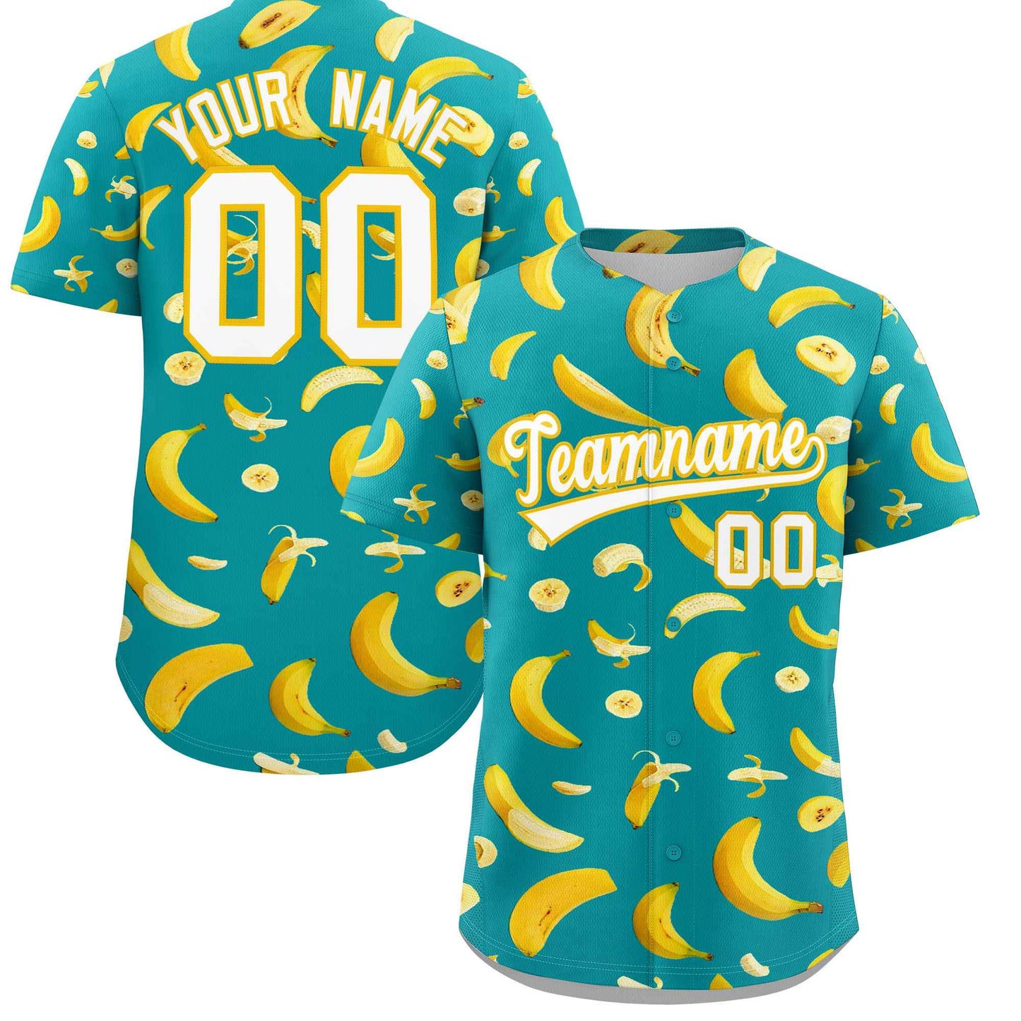 Custom Aqua Banana Graffiti Pattern Fashion Authentic Baseball Jersey