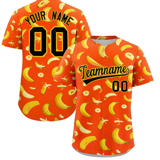 Custom Orange Banana Graffiti Pattern Fashion Authentic Baseball Jersey