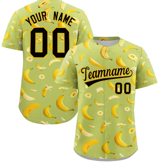 Custom Champagne Banana Graffiti Pattern Fashion Authentic Baseball Jersey