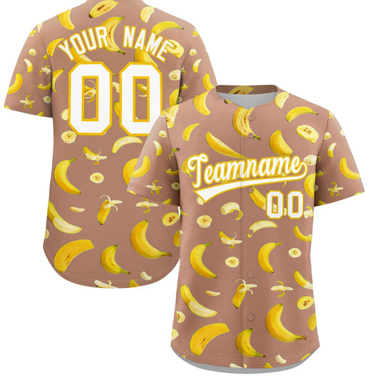 Custom Coffee Banana Graffiti Pattern Fashion Authentic Baseball Jersey