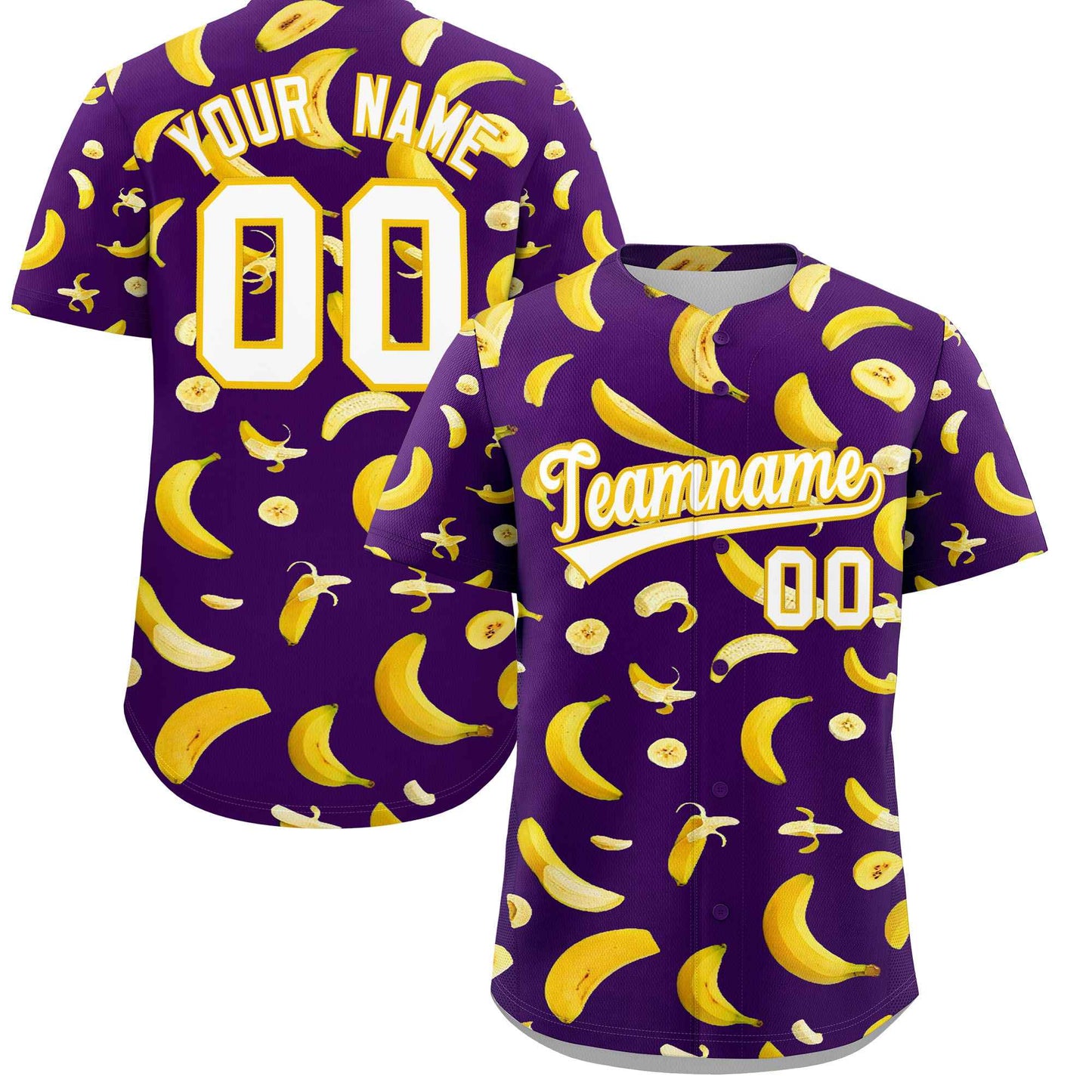 Custom Purple Banana Graffiti Pattern Fashion Authentic Baseball Jersey