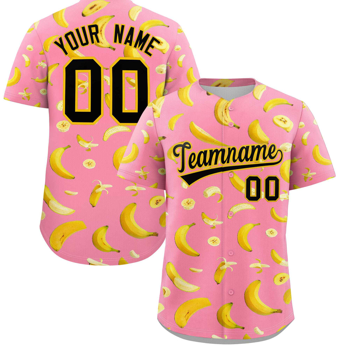 Custom Light Pink Banana Graffiti Pattern Fashion Authentic Baseball Jersey