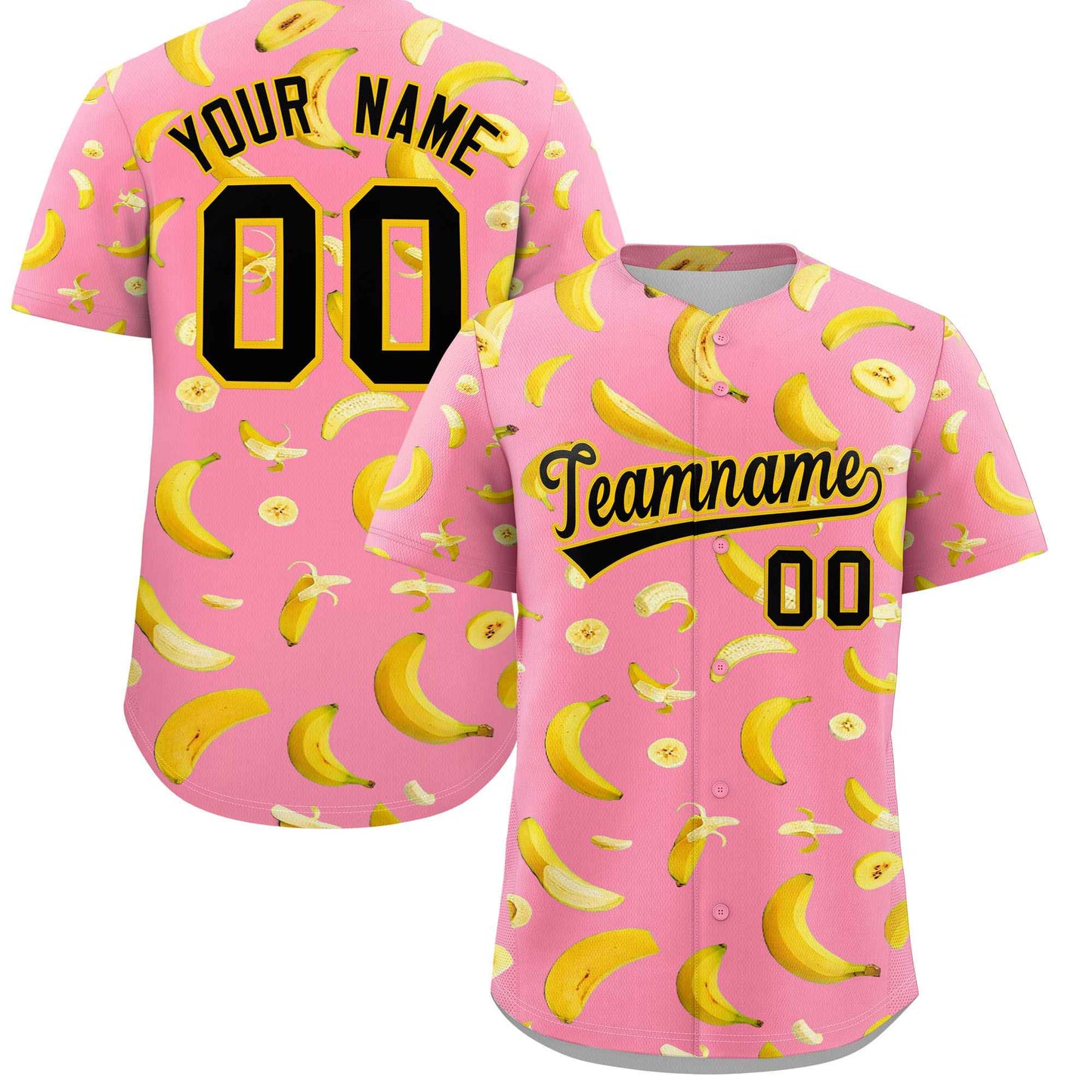 Custom Light Pink Banana Graffiti Pattern Fashion Authentic Baseball Jersey