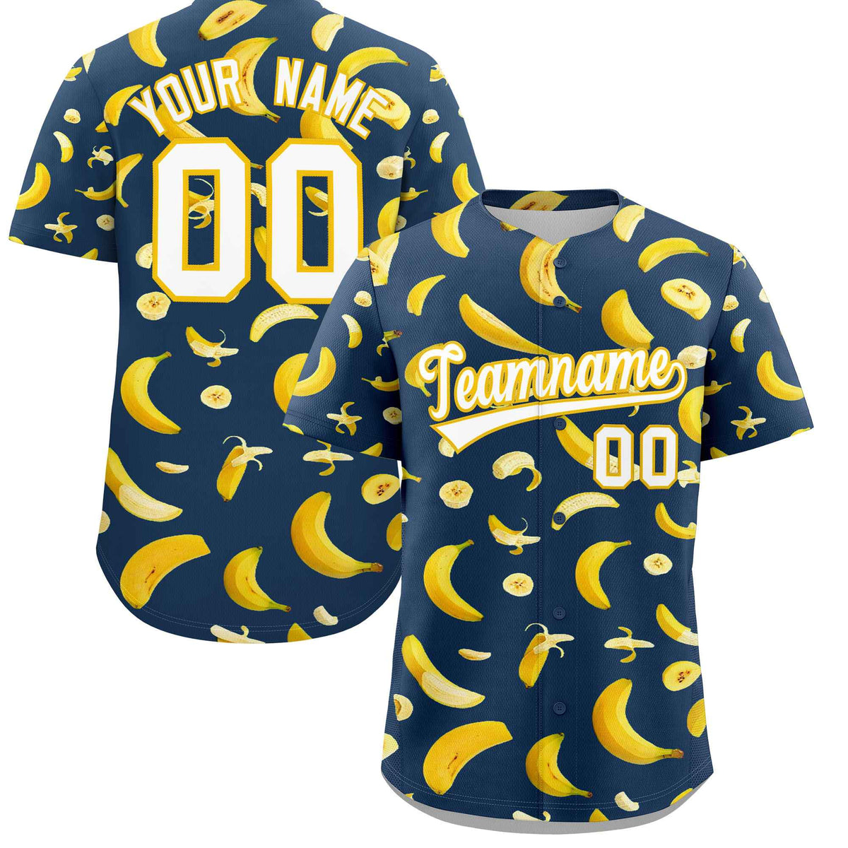 Custom Midnight Blue Banana Graffiti Pattern Fashion Authentic Baseball Jersey