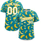 Custom Aqua Banana Graffiti Pattern Fashion Authentic Baseball Jersey