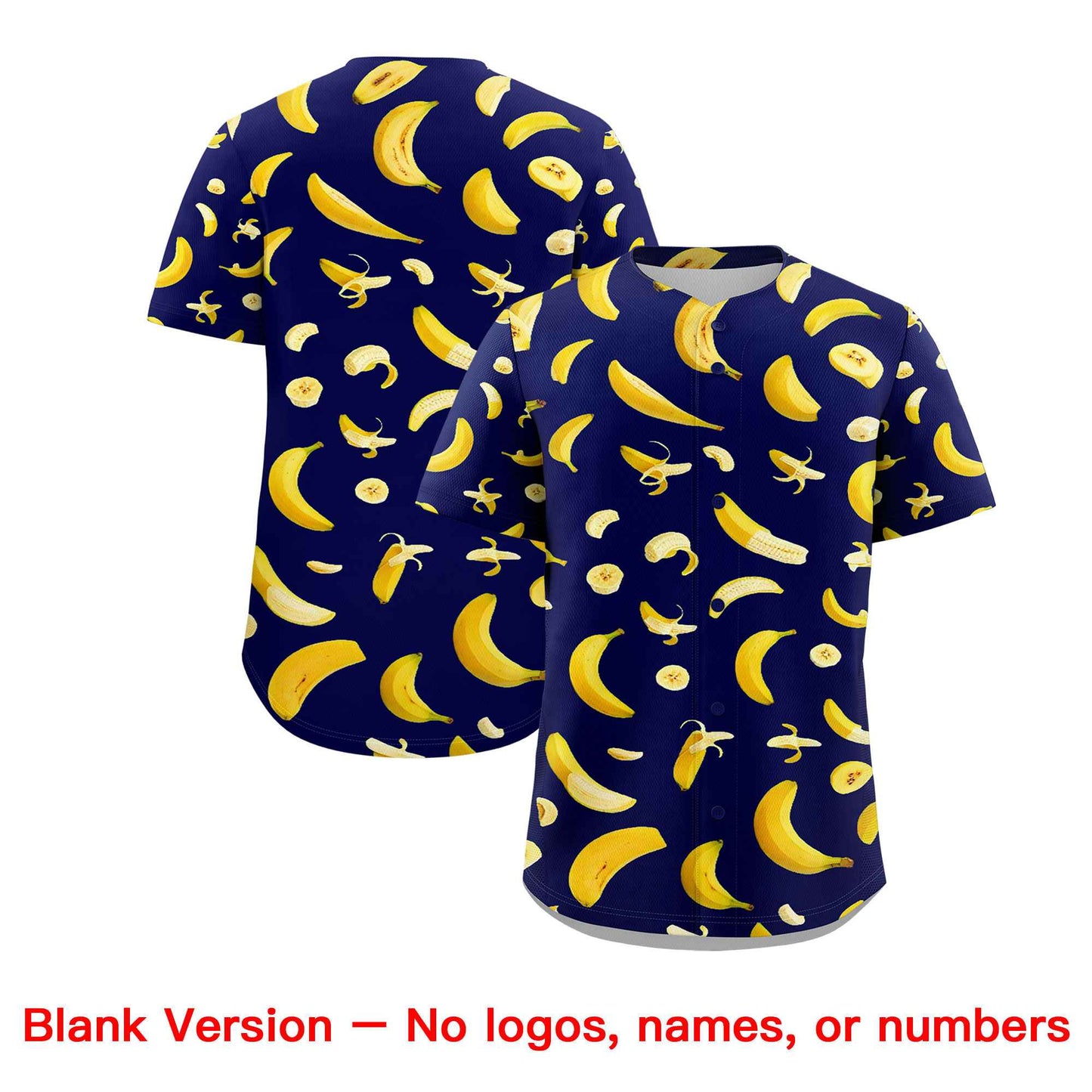 Custom Dark Blue Banana Graffiti Pattern Fashion Authentic Baseball Jersey Limited