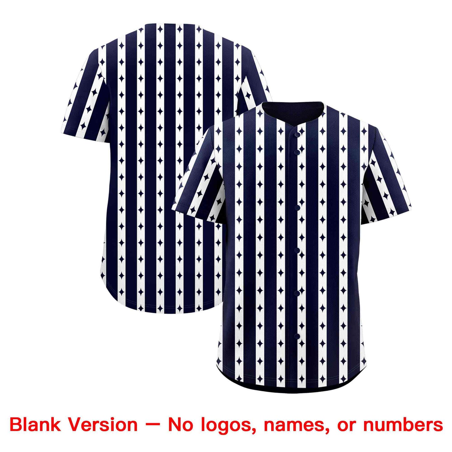 Custom Navy White Star Pattern Thick Stripes Baseball Jersey Limited