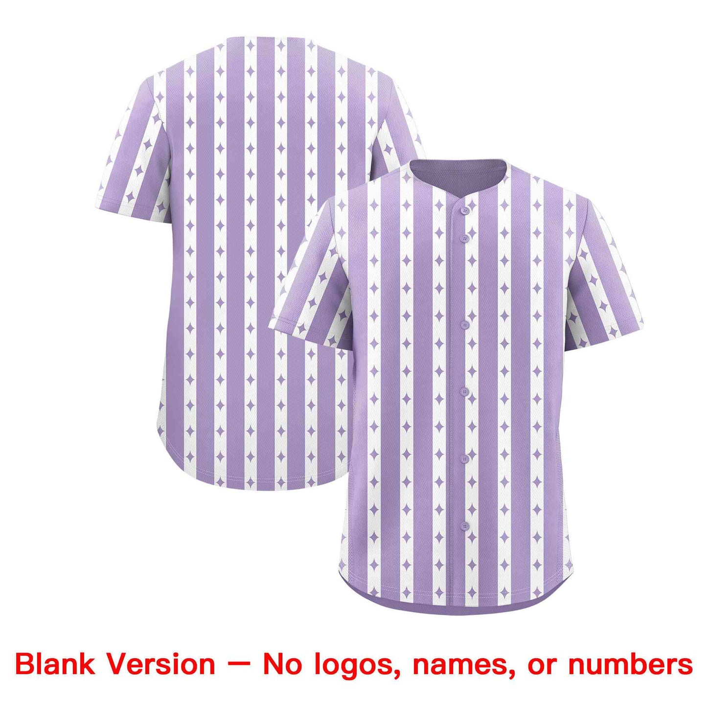 Custom Light Purple White Star Pattern Thick Stripes Baseball Jersey Limited