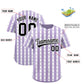 Custom Light Purple White Star Pattern Thick Stripes Baseball Jersey Limited