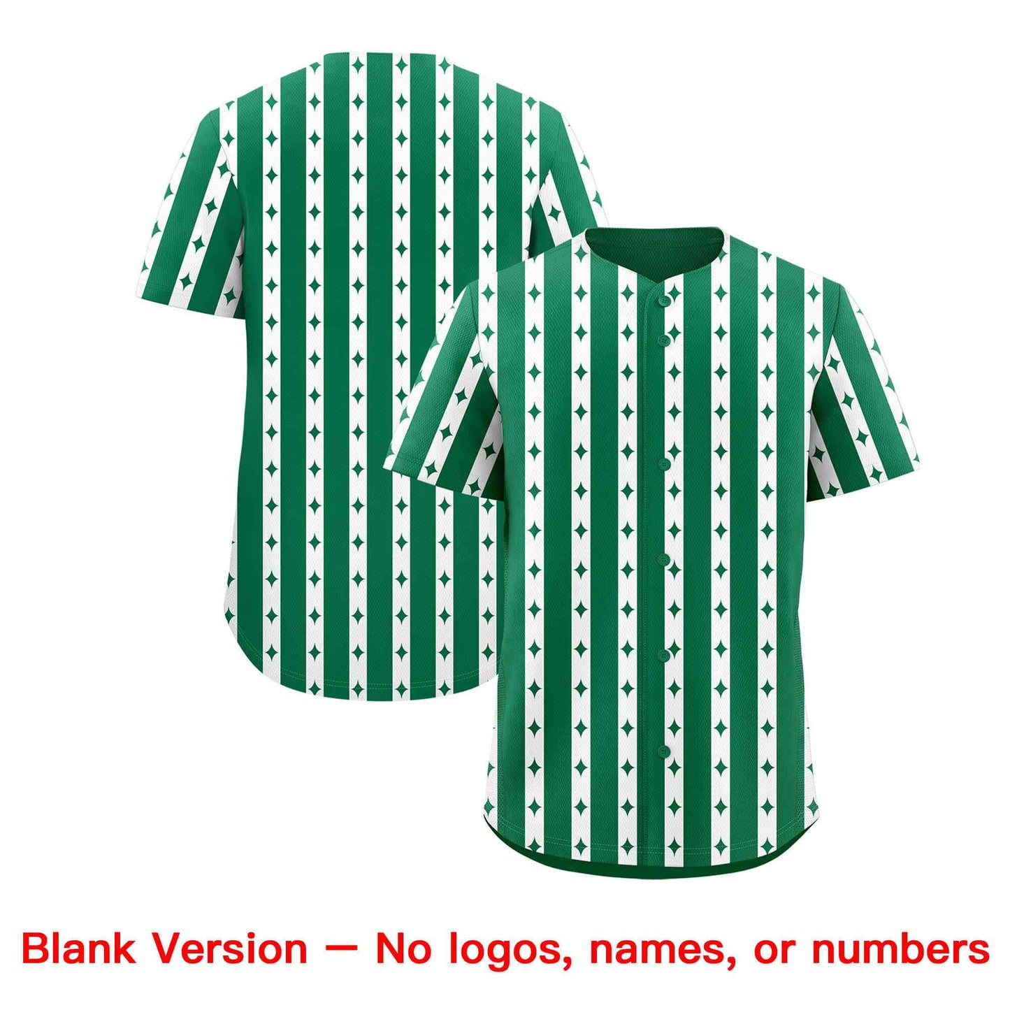 Custom Kelly Green White Star Pattern Thick Stripes Baseball Jersey Limited
