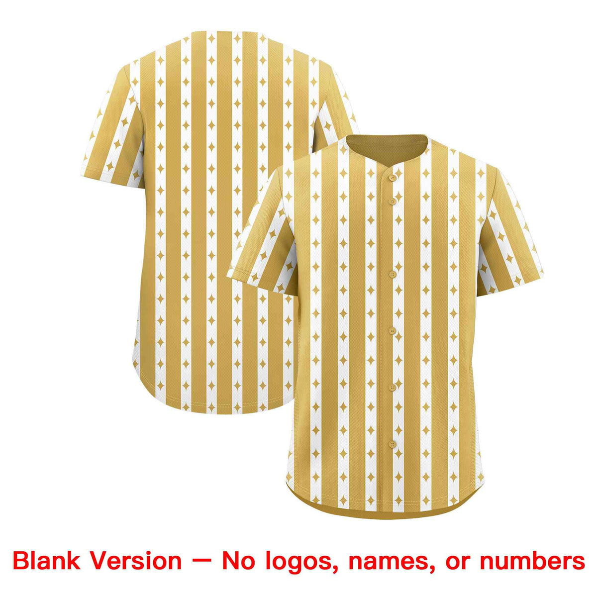 Custom Old Gold White Star Pattern Thick Stripes Baseball Jersey Limited