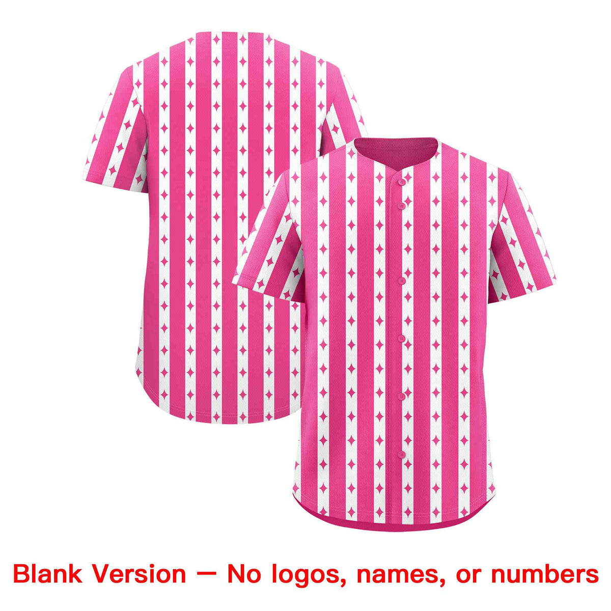Custom Pink White Star Pattern Thick Stripes Baseball Jersey Limited