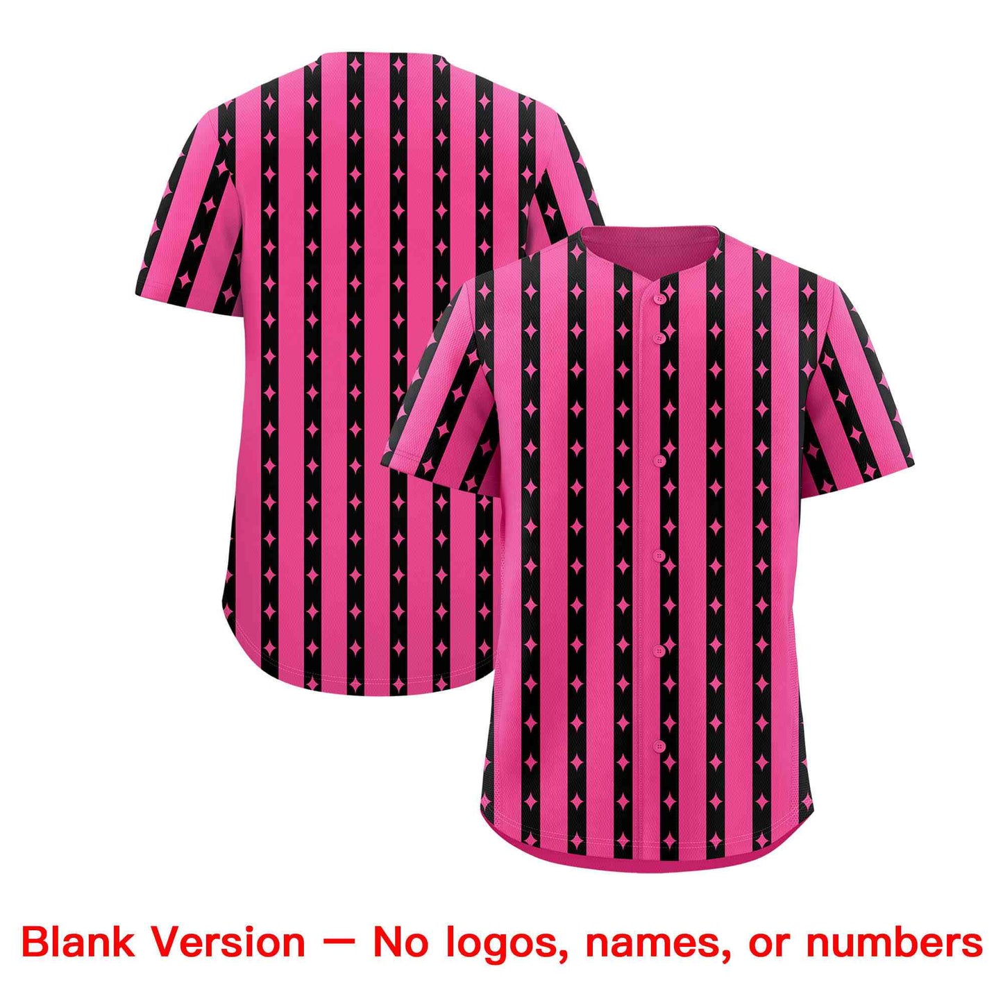 Custom Pink Black Star Pattern Thick Stripes Baseball Jersey Limited