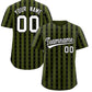 Custom Olive Black Star Pattern Thick Stripes Baseball Jersey