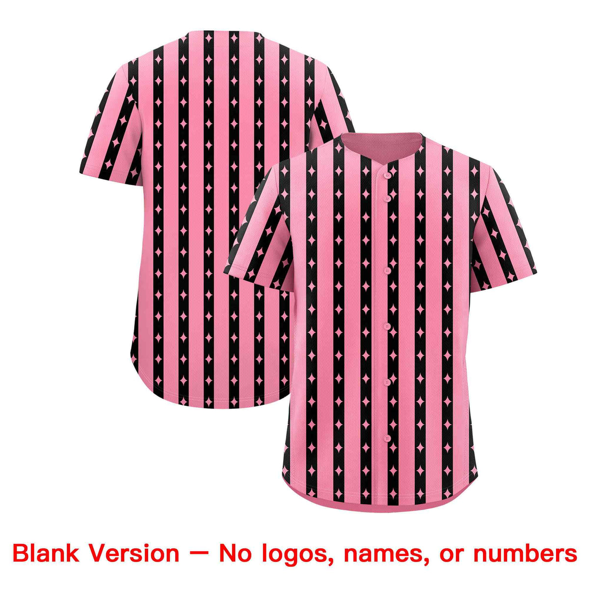 Custom Light Pink Black Star Pattern Thick Stripes Baseball Jersey Limited