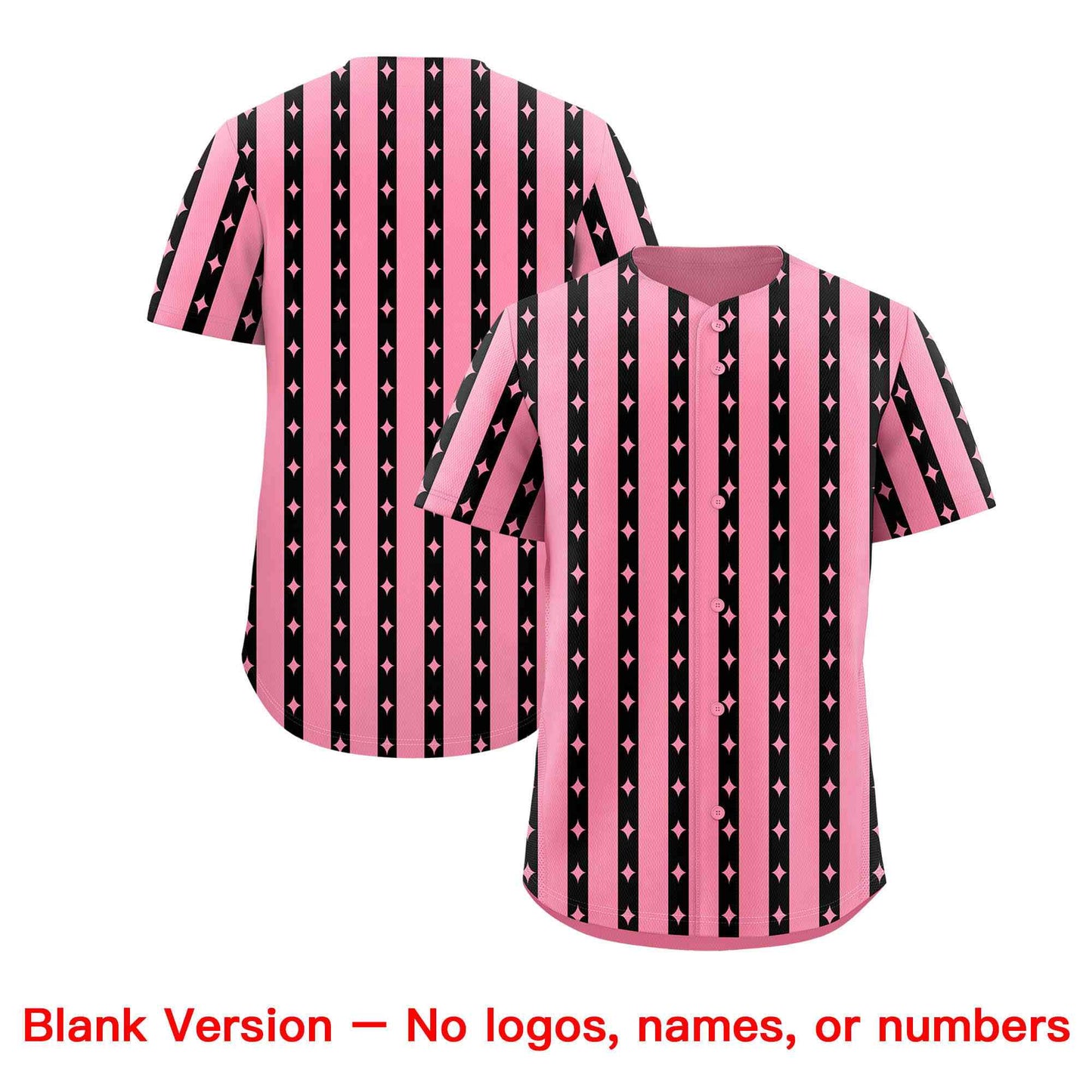 Custom Light Pink Black Star Pattern Thick Stripes Baseball Jersey Limited