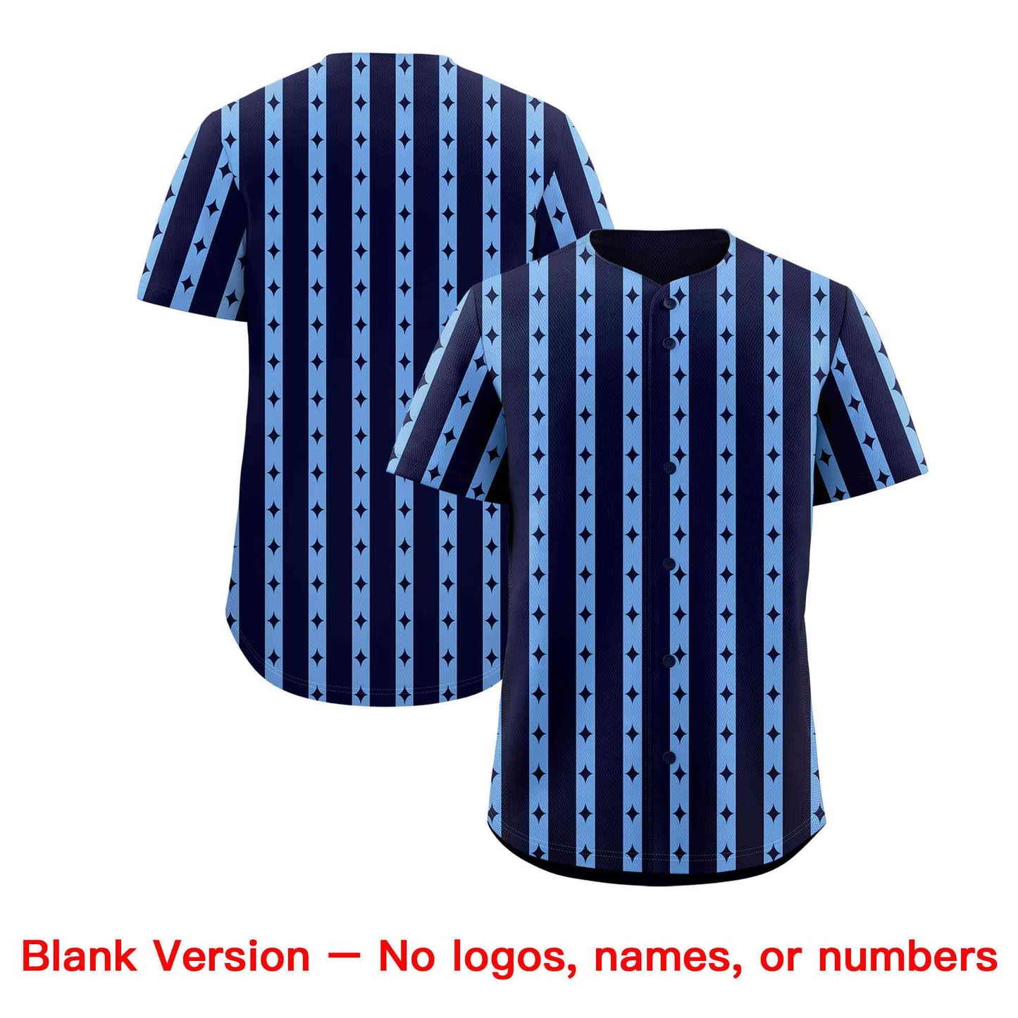 Custom Navy Light Blue Star Pattern Thick Stripes Baseball Jersey Limited