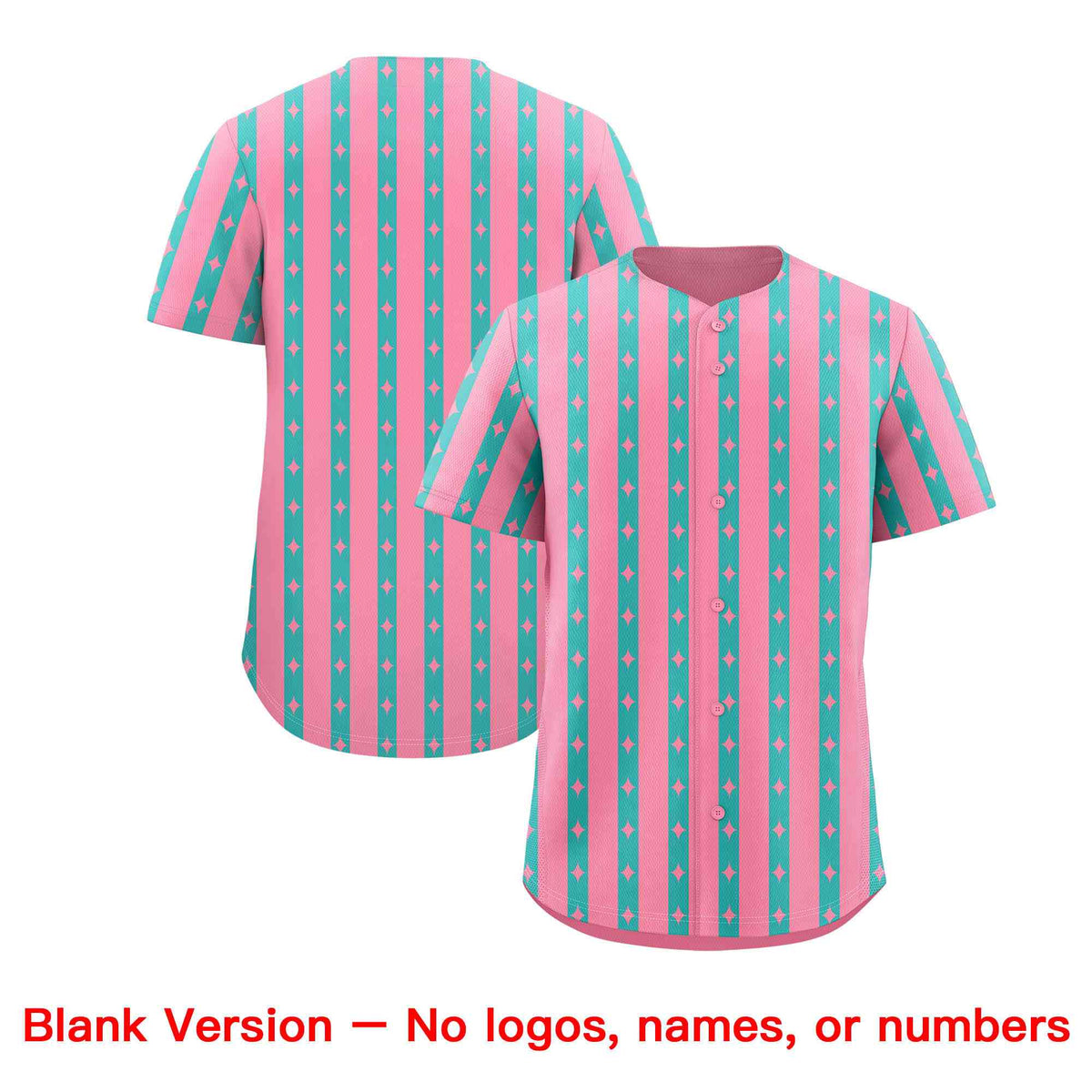 Custom Light Pink Teal Star Pattern Thick Stripes Baseball Jersey Limited