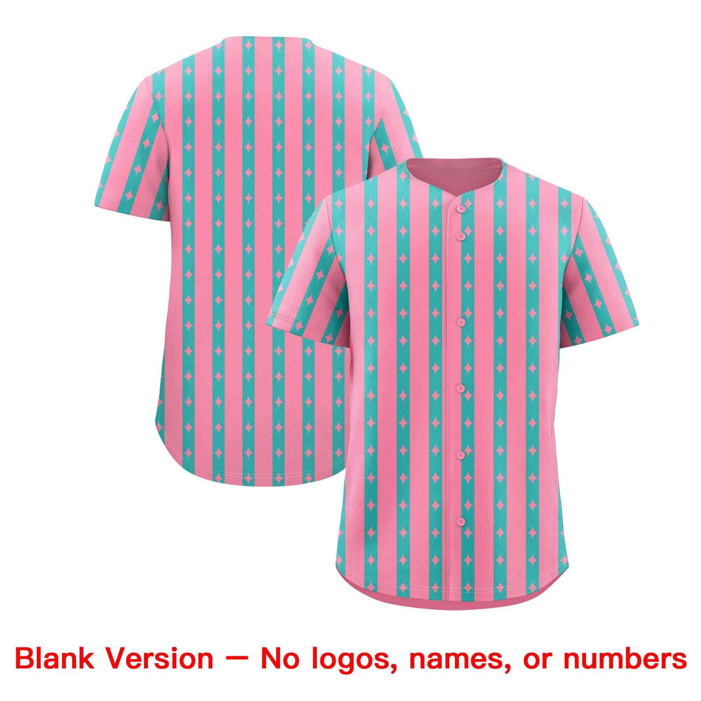 Custom Light Pink Teal Star Pattern Thick Stripes Baseball Jersey Limited