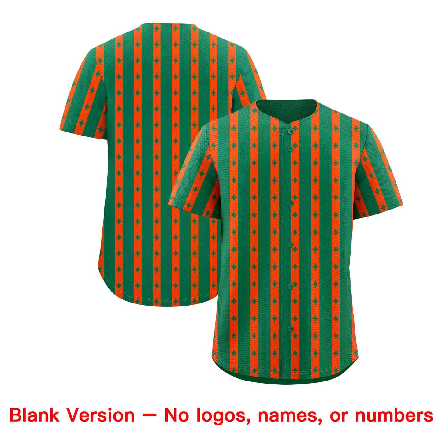Custom Kelly Green Orange Star Pattern Thick Stripes Baseball Jersey Limited