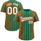 Custom Kelly Green Orange Star Pattern Thick Stripes Baseball Jersey