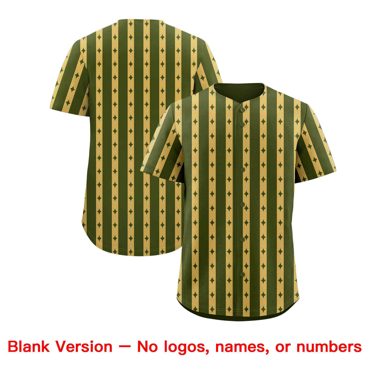 Custom Olive Old Gold Star Pattern Thick Stripes Baseball Jersey Limited