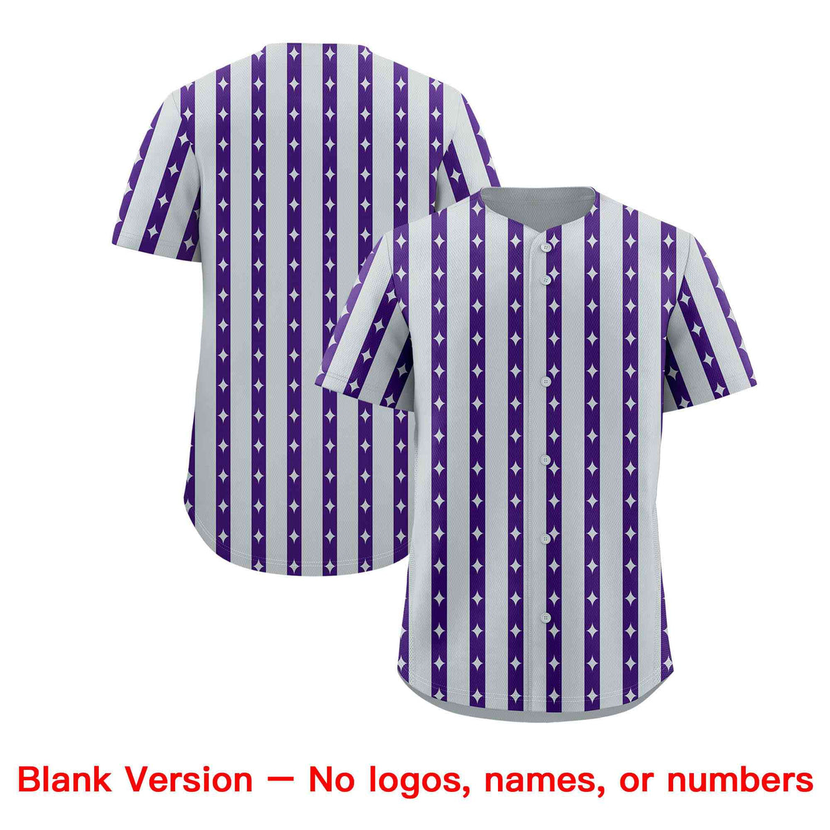 Custom Silver Purple Star Pattern Thick Stripes Baseball Jersey Limited